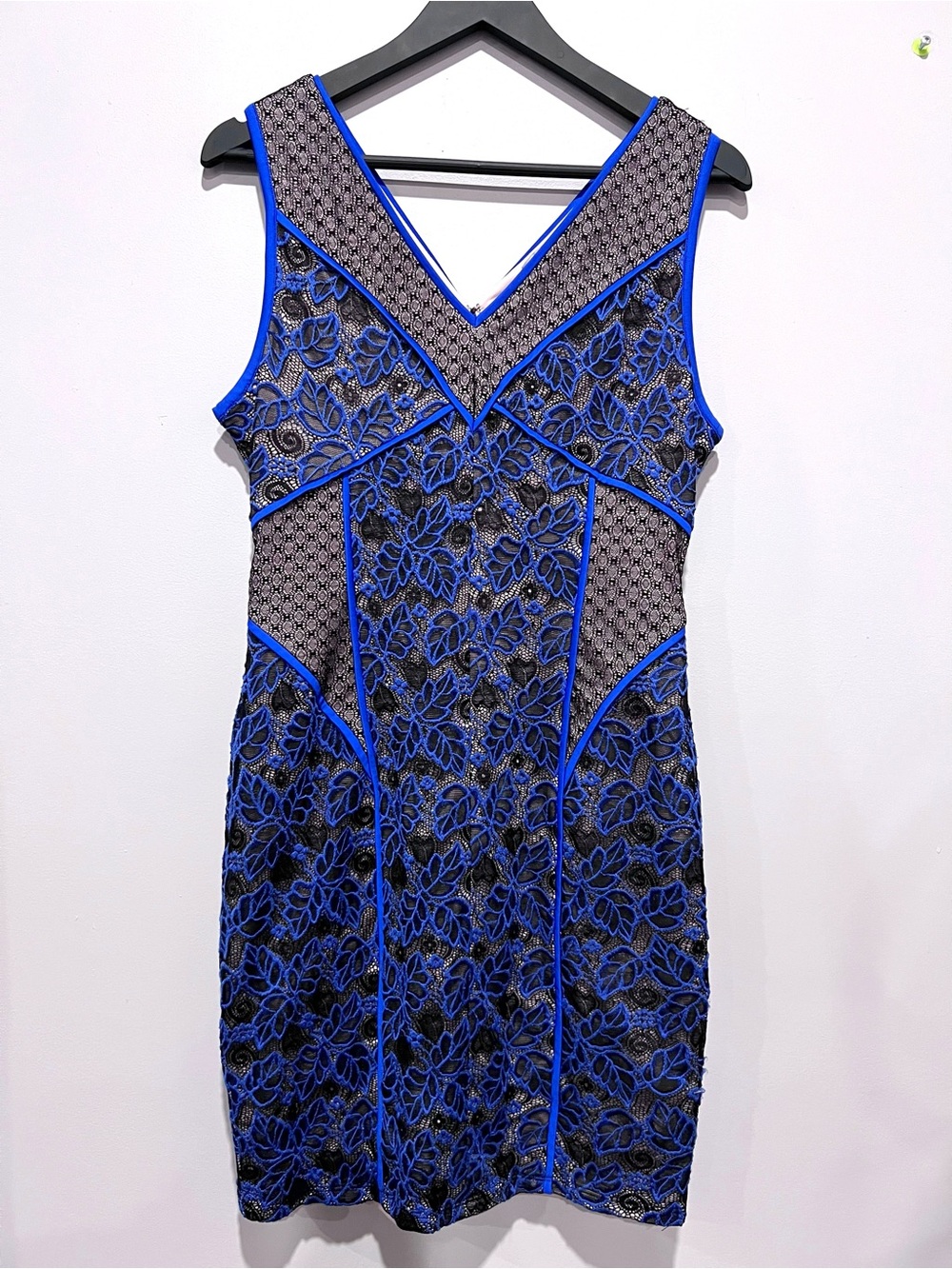 Nikibiki Blue Black Lace Overlay Cocktail Dress Size LRG Sleeveless Party Dress